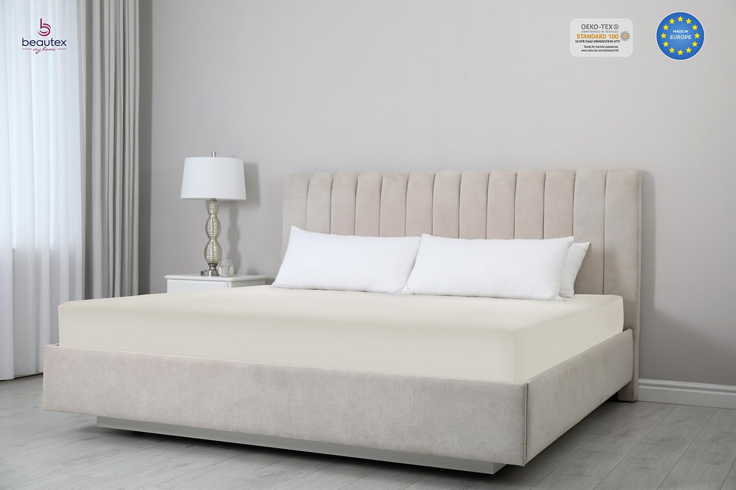 Beautex 2er Set Spannbettlaken Jersey Standard 200x200x30 cm Creme | atmungsaktiv, hautfreundlich, rundum elastisch, perfekte Passform, formstabil, pflegeleicht