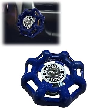 Valve Handwheel Car Start Stop Button Cover, Universal Retro Alloy Key Ignition Protector, Auto Interior Decoration Accessory for Most Vehicles Blue