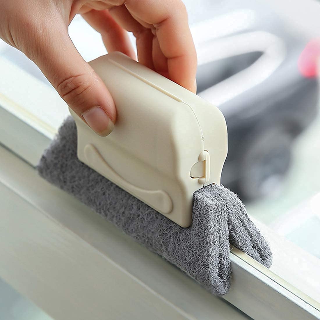 Lowinza, 2 in 1 Multifunctional Groove Clean-ing Brush Window Sliding Door Track Cleaning Brush with Dust Collector,Cleaning Brush for Door and Window Gaps,Ideal Cleaning Tool for Doors and Window
