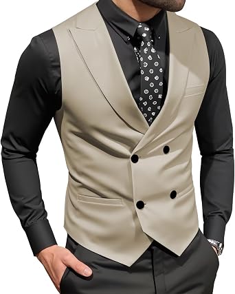 Mens Slim Fit Suit V-Neck Vest Casual Formal Wedding Business Waistcoat