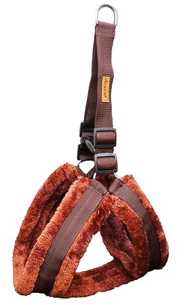 Petshop7 Fur Padded Nylon Dog Fur Harness Large (Chest Size - 29-35inch) (Brown)