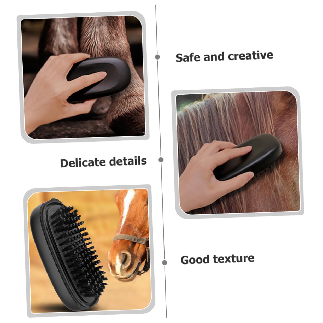 FRCOLOR Horse Grooming Brush Handle Multi-function Horse Massage and Cleaning Comb Sturdy Pp Bristle Brush and Livestock Suitable for Mane Tail and Coat Care