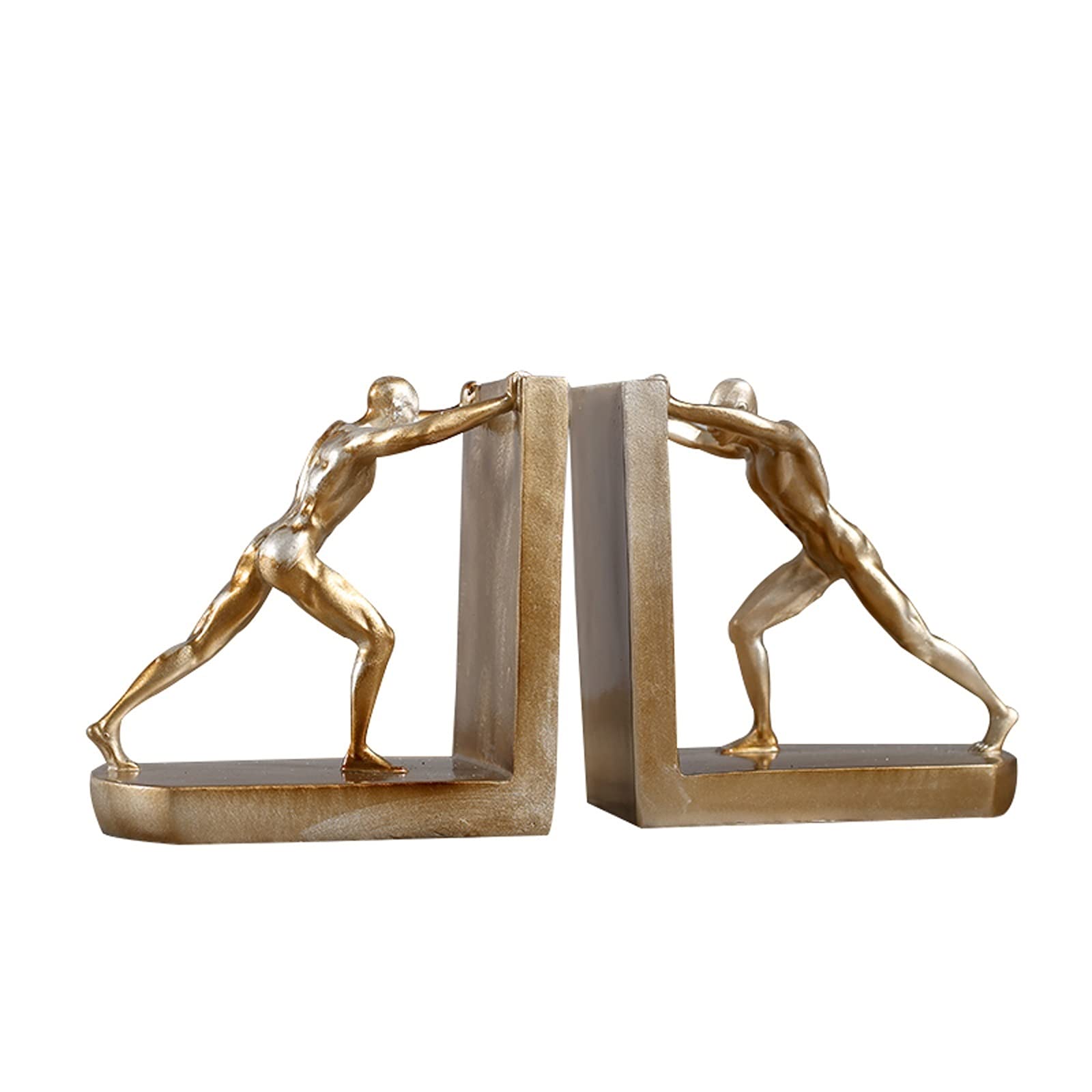 Estatua dorada de cuerpo completo para decoración de escritorio, figura de resina de contabilidad pesada, soporte para libros, bloqueo de libros pesados en estanterías y sala de estudio, decoración de