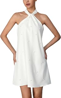 Womens Short Wedding Dresses for Bride Halter Chiffon Mini Bridal Gown Beaded Engagement Dress for Women