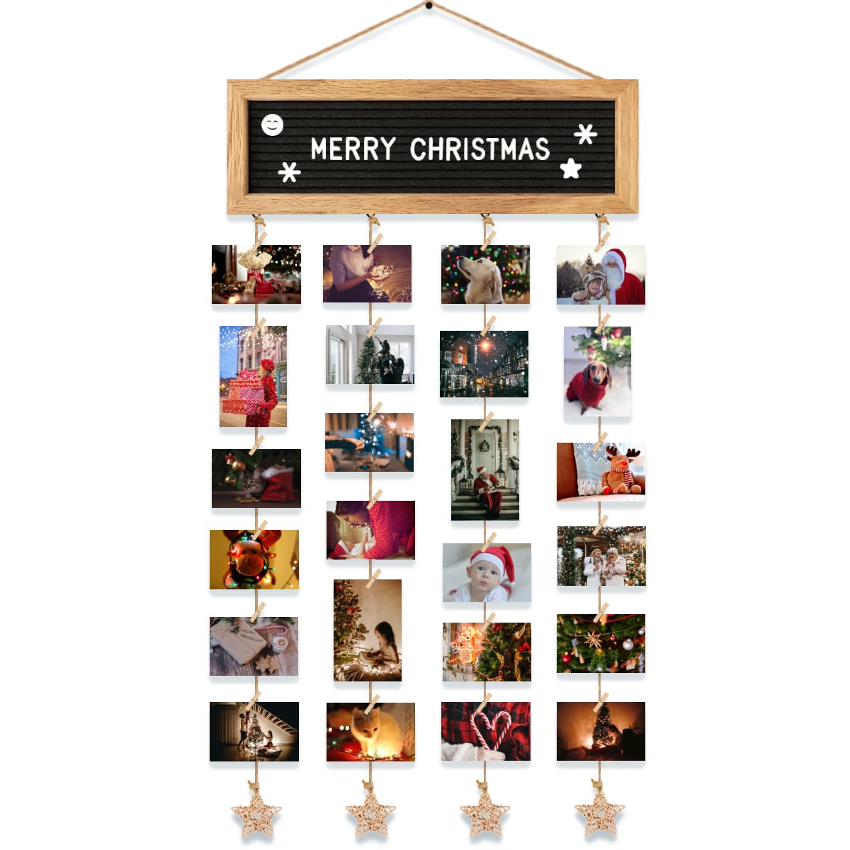CJIAWYS Family Picture Frames Collage Photo Hanging Display, Unique DIY Felt Letter Board with 340 Letters and 30 Clips for Wall Hanging Boho Office Room Bedroom Decor, Christmas Birthday Party Teenage Teen Girl Gifts