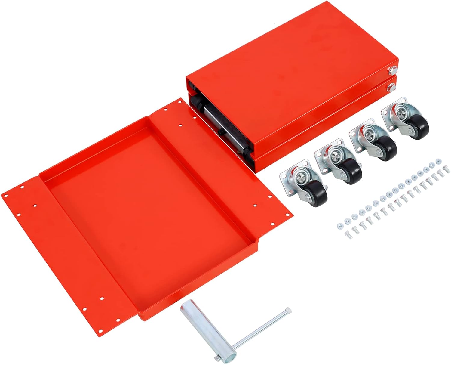 Motorcycle Lift Jack with Dolly, 1100 Lbs Motorcycle Lift Scissor Jack Steel Wide Deck Hoist Crank Center Stand, Motorcycle Lift ATV Scissor Lift Jack for Motorcycles, ATVs, Dirt Bikes