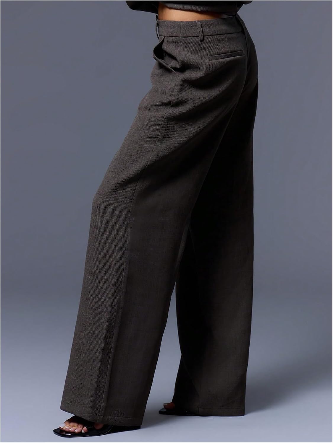 GORGLITTER Women's Low Rise Dress Pants Dressy Low Waisted Wide Leg Straight Business Work Trousers Slacks Pants Bottoms