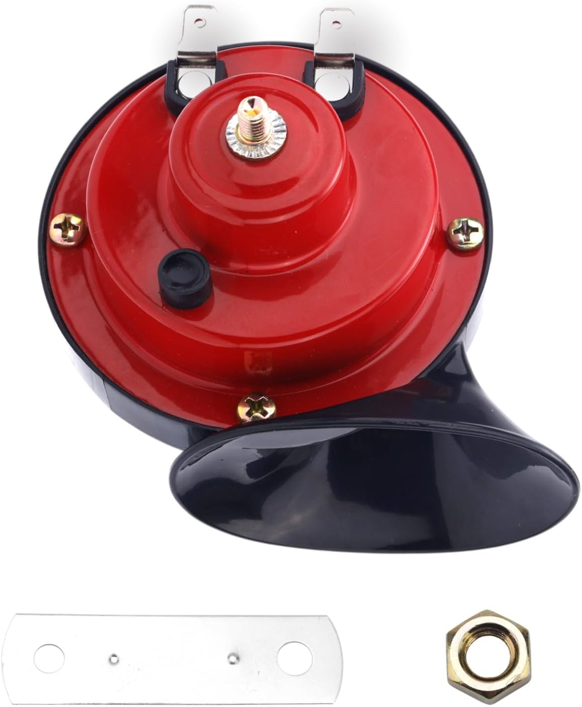 60db Super Loud Train Horns, Red & Black Electric Snail Dual Horn 12v 4A Waterproof Air Horns Replacement Kit for Car Motorcycle Truck Bike Boat