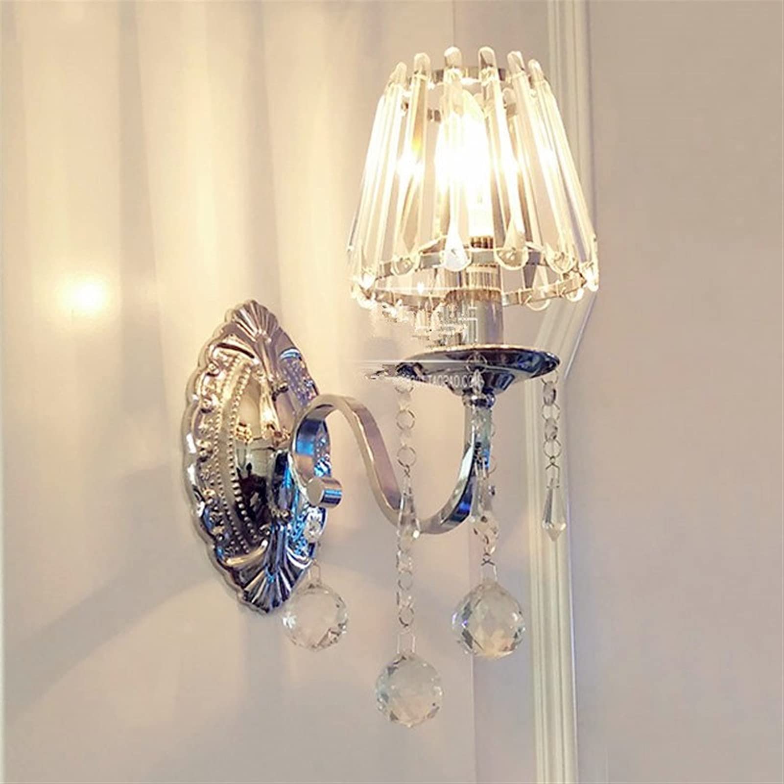 VDOQTLJT Modern Crystal LED Wall Lamp Light Compatible with Bedroom Living Room Home Lighting Cristal Lights Fixtures Sconce Chandeliers(A)