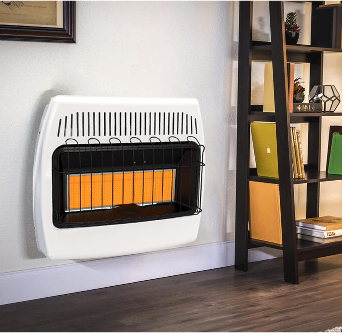 UTY 30,000 BTU Natural Gas Wall Heater, Propane Heater for Indoor Use - Dual Fuel, Vent-Free, with Free Standing Base Legs, White