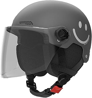 自転車ヘルメット バイクヘルメット 半帽ヘルメット ハーフヘルメット ダックテールヘルメット脱着イヤーカバー付 50-62cm サイズ調整可能 軽量 耐衝撃性 透明シールド付 男女兼用 JX030B