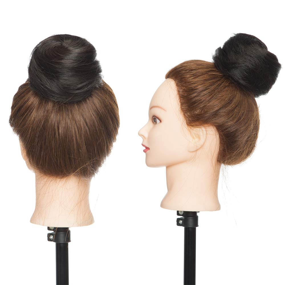 Hairro Human Hair Bun Extensions Drawstring Straight Bun Hairpiece for Updo Style Remy Hair Chignon for Women Short Donut Ponytail #1 Jet Black