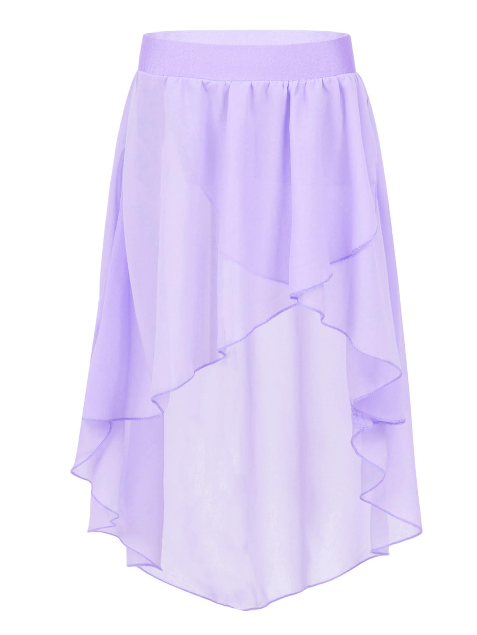 Eandarui Kids Girls Ballet Jazz Dance Practice Performance Dance Tulle Skirts High-Low Chiffon Skirt Lavender 12 Years