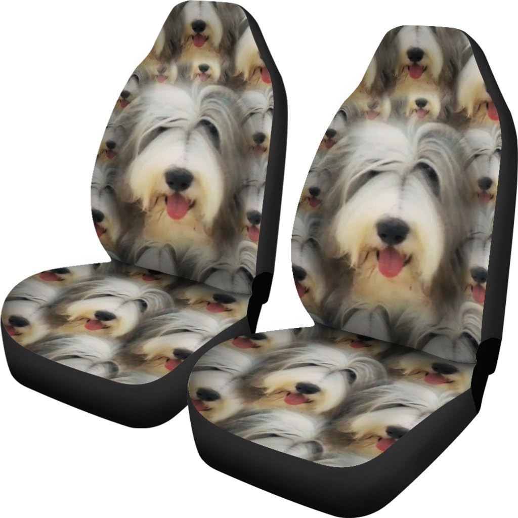 Bearded Collie Dog in Lots Print Car Seat Covers