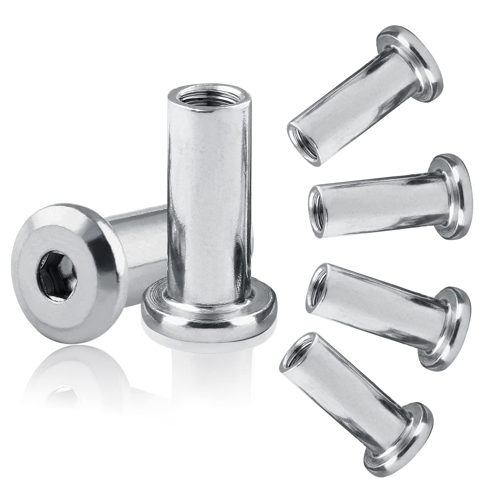 15 Pcs M6 x 20mm Binding Post Screws, Socket Cap Furniture Bolts Insert Nuts Rivet Countersunk Hex Nuts for Furniture Beds Nickel Plated