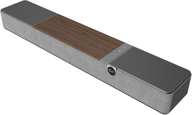 Klipsch Walnut Flexus CORE 100 2.1 Channel Powered Bluetooth Sound Bar with Dolby Atmos and Custom Tuned Bass