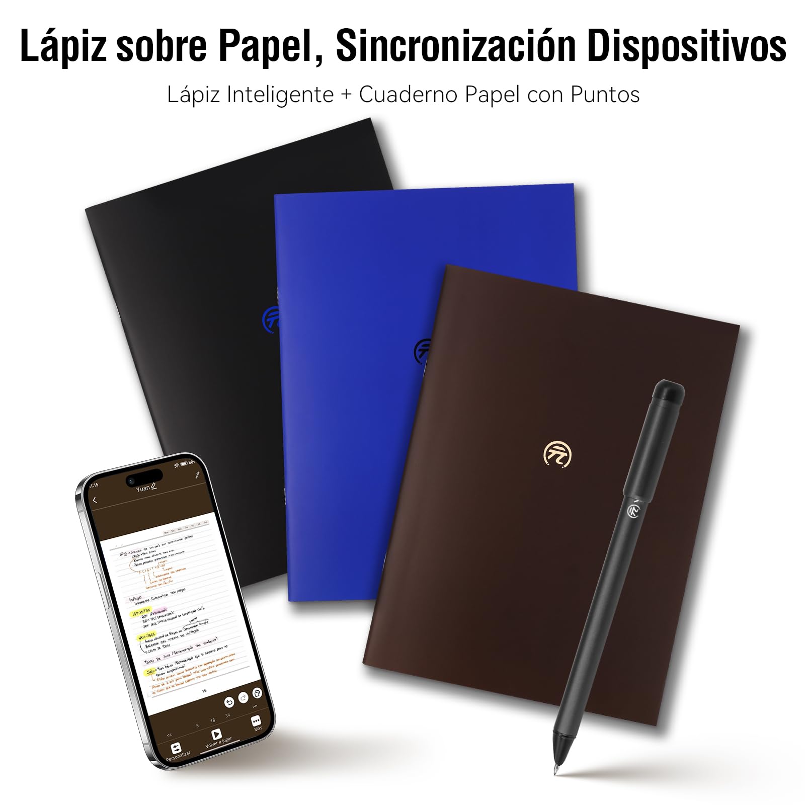 Smart Writing Set, A4 Libreta Inteligente + Bolígrafo Inteligente Incluido | Cuaderno Digital de 62 páginas a Rayas escritura en papel real con procesamiento digital con Phone para Tomar Notas y Bocetos