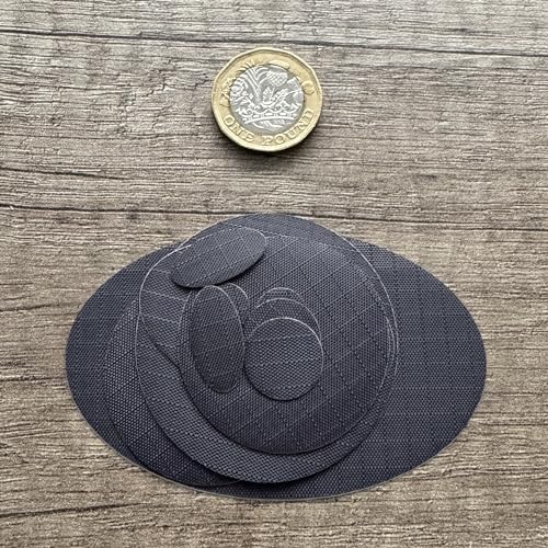 aZengear Repair Patches for Down Jackets - Waterproof, Pre-Cut, Self-Adhesive, Tear-Cold-Heat-Resistant Nylon Polyester Fabric to Fix Puffer Coats, Gear, Tents (11 Pieces, Dark Grey)