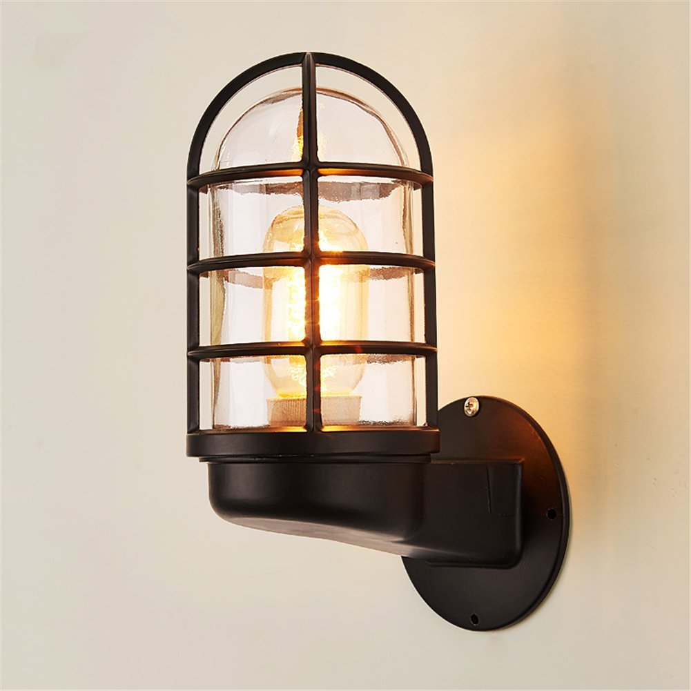 Wall Light Vintage E27 Indoor Lighting Baking Paint Iron Wall Sconce with Glass Lampshade Retro Loft Industrial Style for House, Bar, Restaurants, Coffee Shop, Club Decor