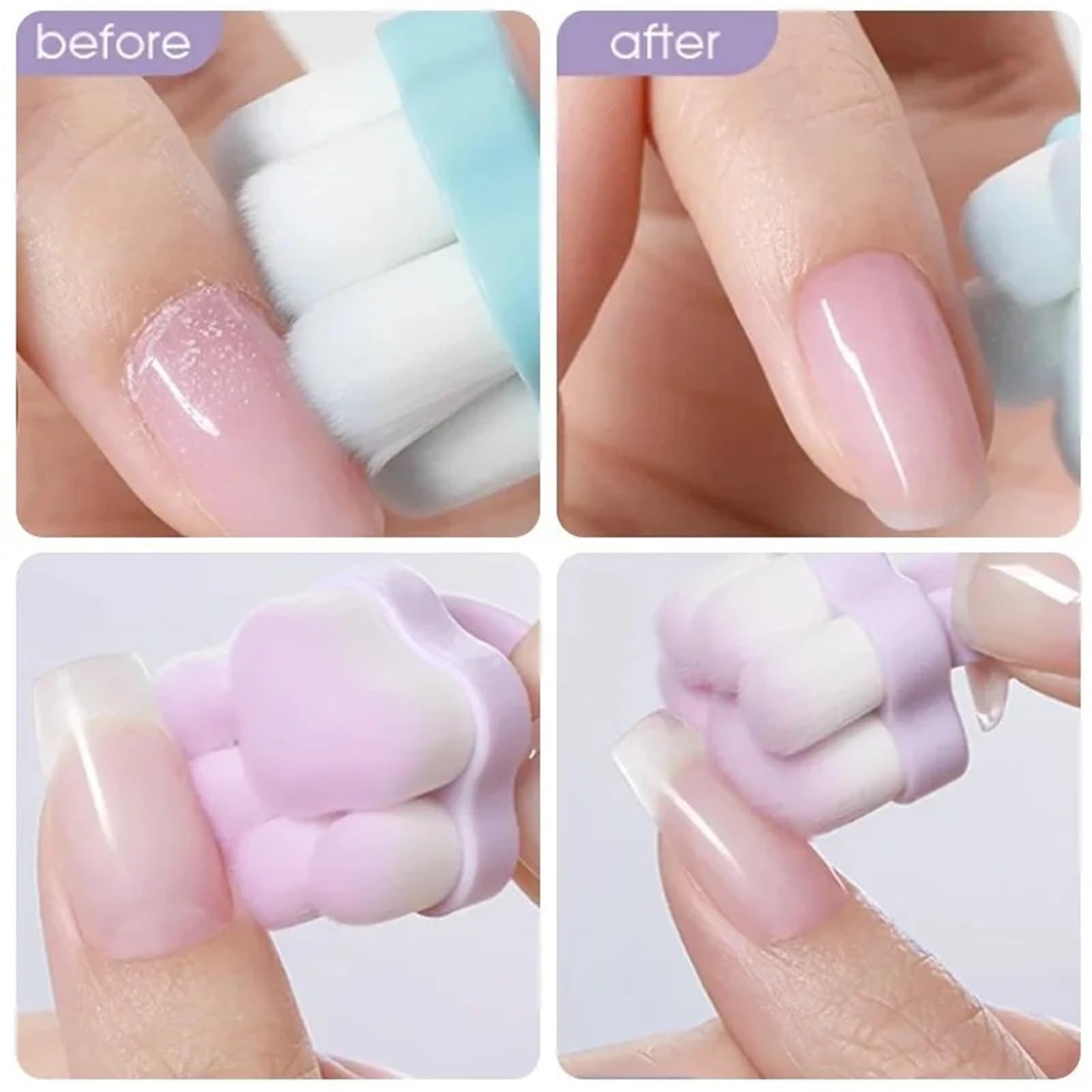 Nail Dust Clean Brush 1-10 cepillos for limpiar el polvo de manicura con forma pata gato