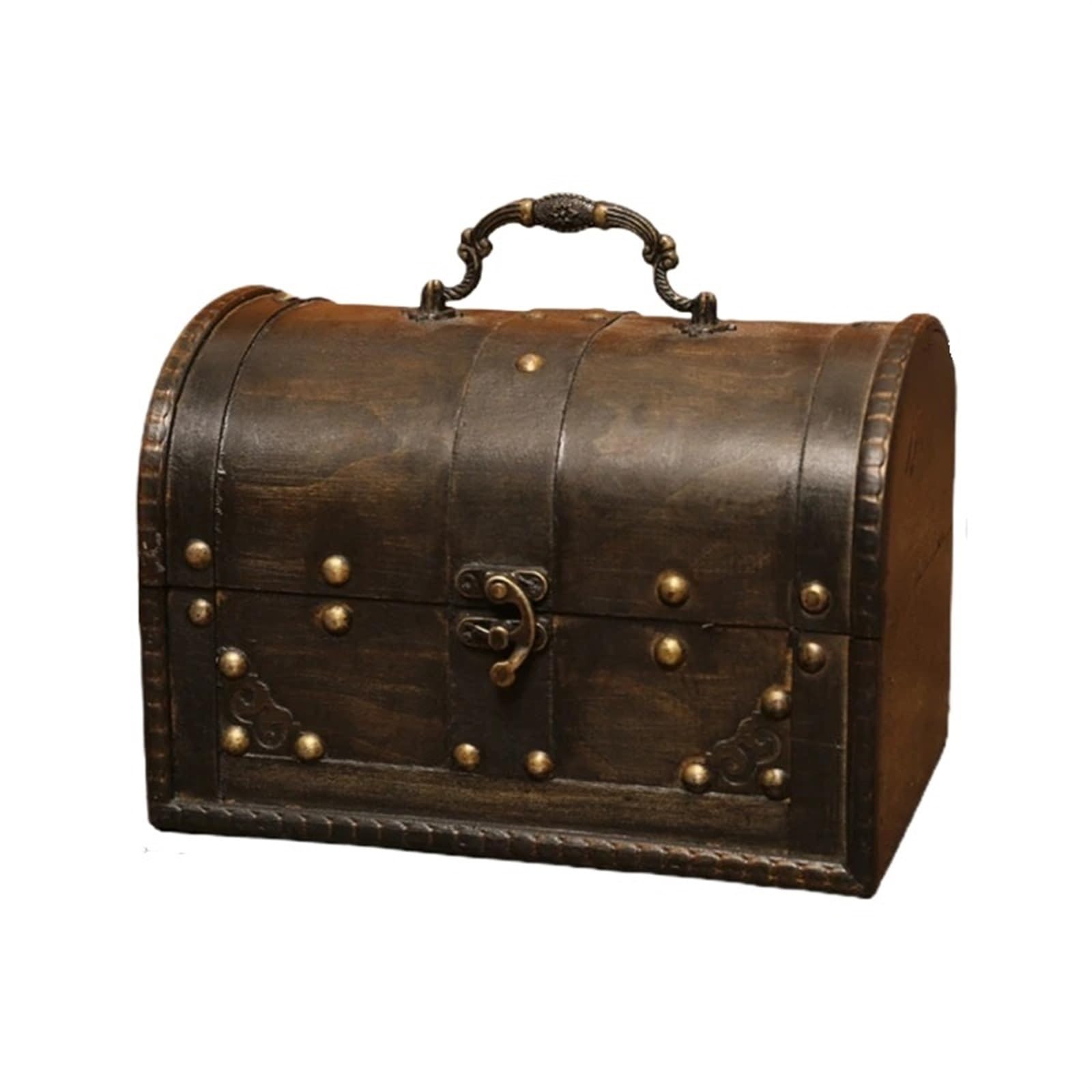 YShiuoL Wooden Storage Box Wooden Jewelry Storage Box Vintage Treasure Chest For Organizer(Color1)