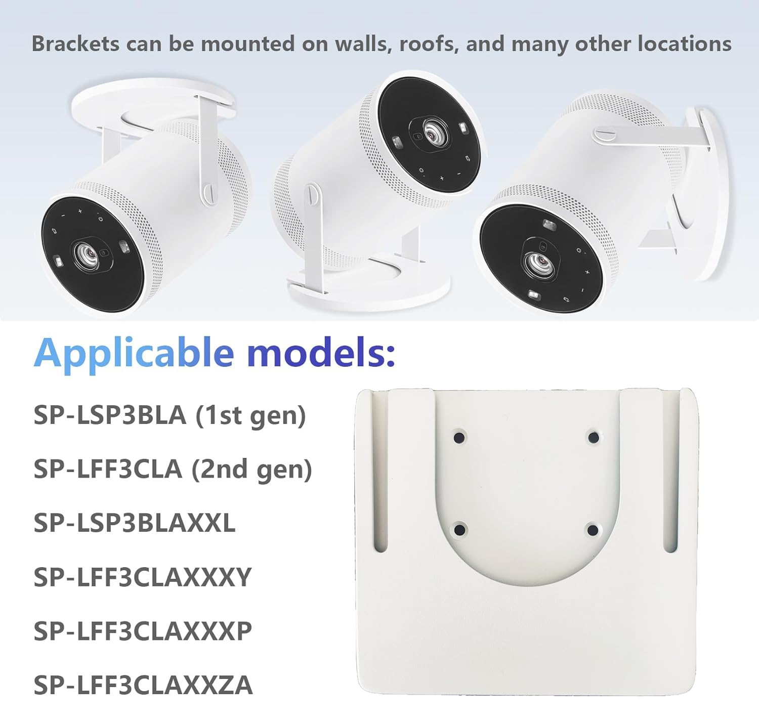 Supporto da Soffitto per Proiettore Compatibile con Samsung Freestyle | supporto da soffitto bianco per proiettore(White Square)