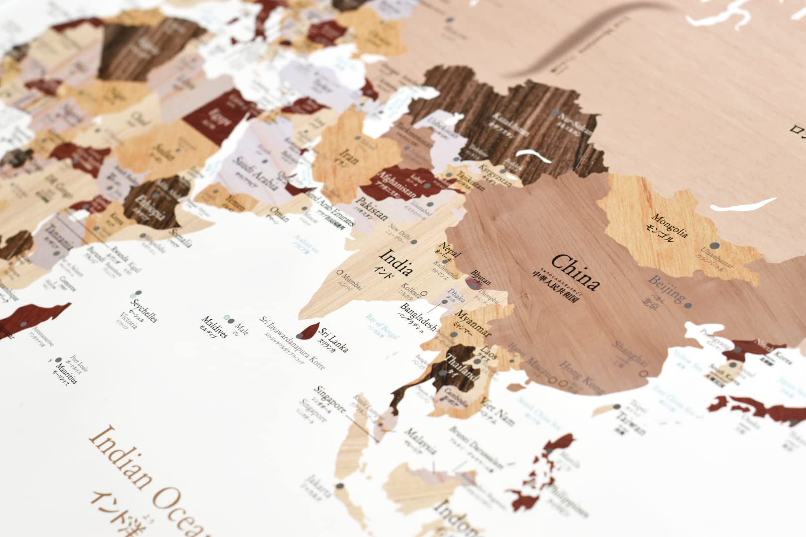 Amazon | 寄木風のおしゃれな「世界地図」ポスター A1サイズ 英語