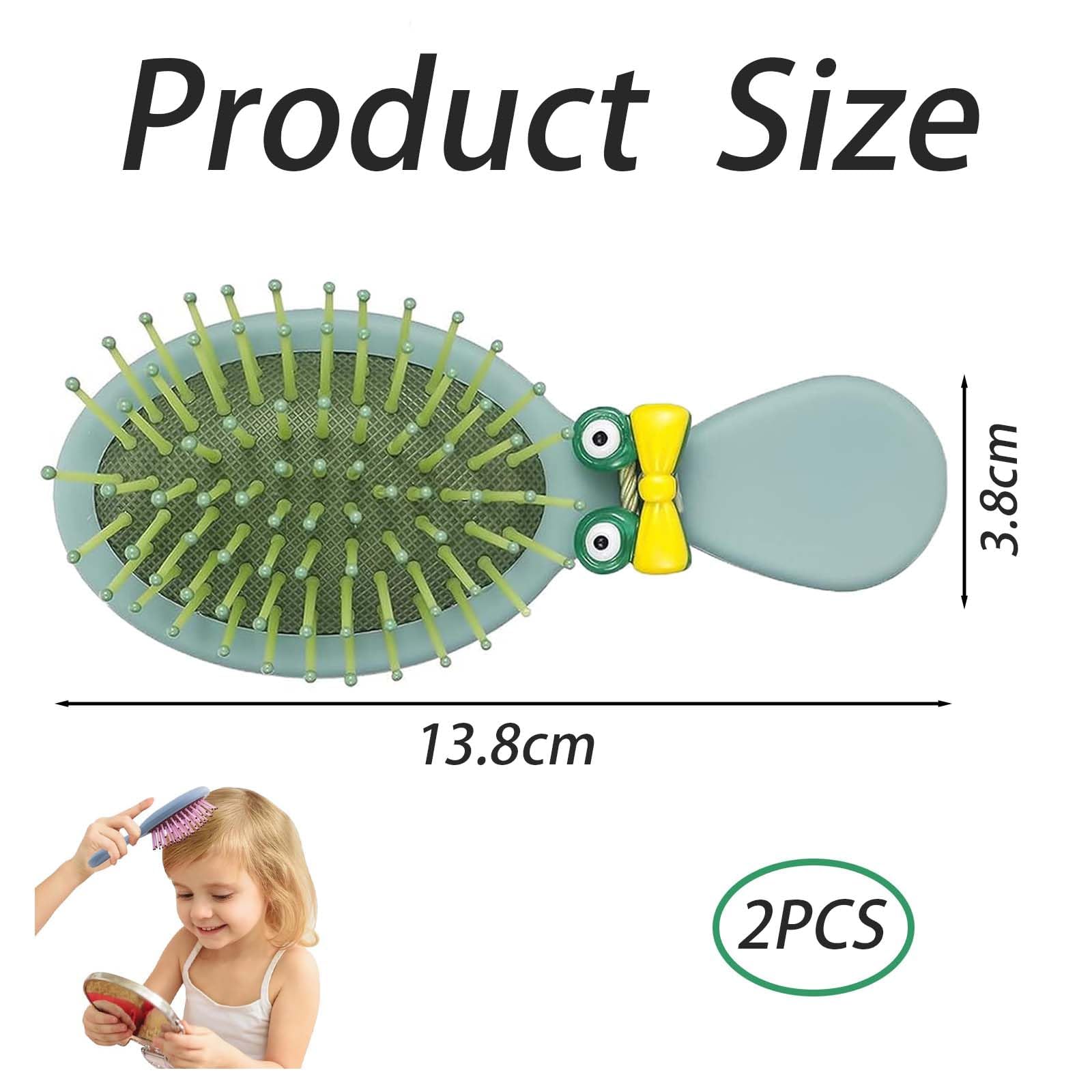 Vexquivera 2Pcs Toddler Hair Brush Kids Hair Brush Set,Massage Comb Small Hair Paddle Brush for Thick Curly Thin Long Short Wet or Dry Hair Provide Effective Way for Daily Hair Care(Little Bear and - Image 2