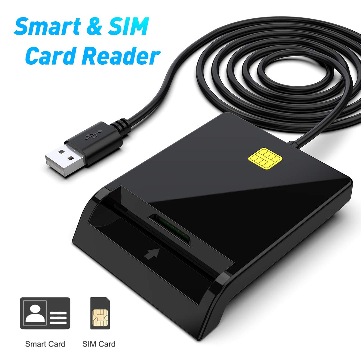 Rocketek Smart Card Reader DOD Military USB Common Access CAC/SIM/ID/IC