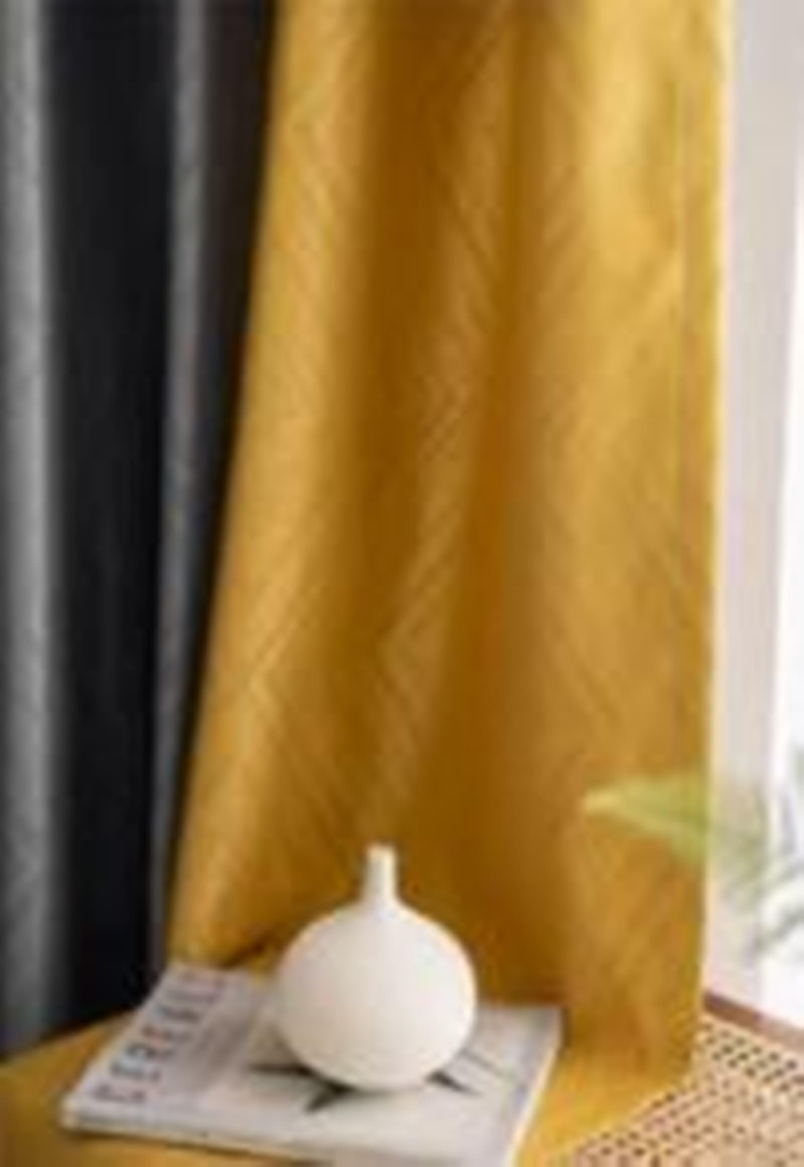 Tende per soggiorno 84, tende per camera da letto elegante texture grigio giallo boho tende per soggiorno ciniglia 2 pannelli 132 x 213 cm L