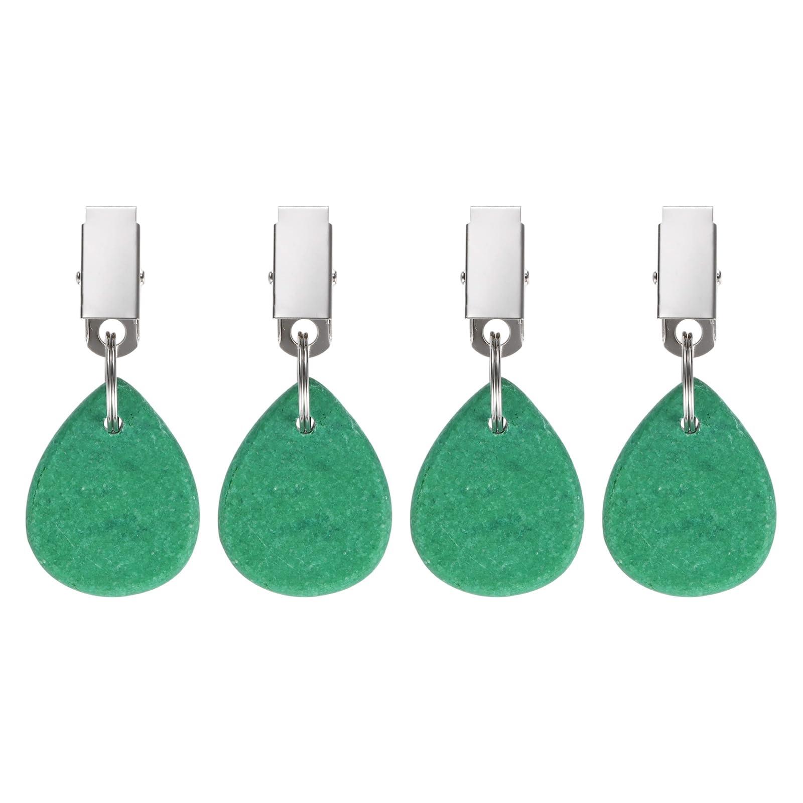 M METERXITY 4-Pack Tablecloth Weights, 3.15 Inch Marble Table Cover Weights with Metal Clips for Decoration/Outdoor Picnic/Family Dinner Party, Table Cloth Hangers [Green, Drop] — image 1