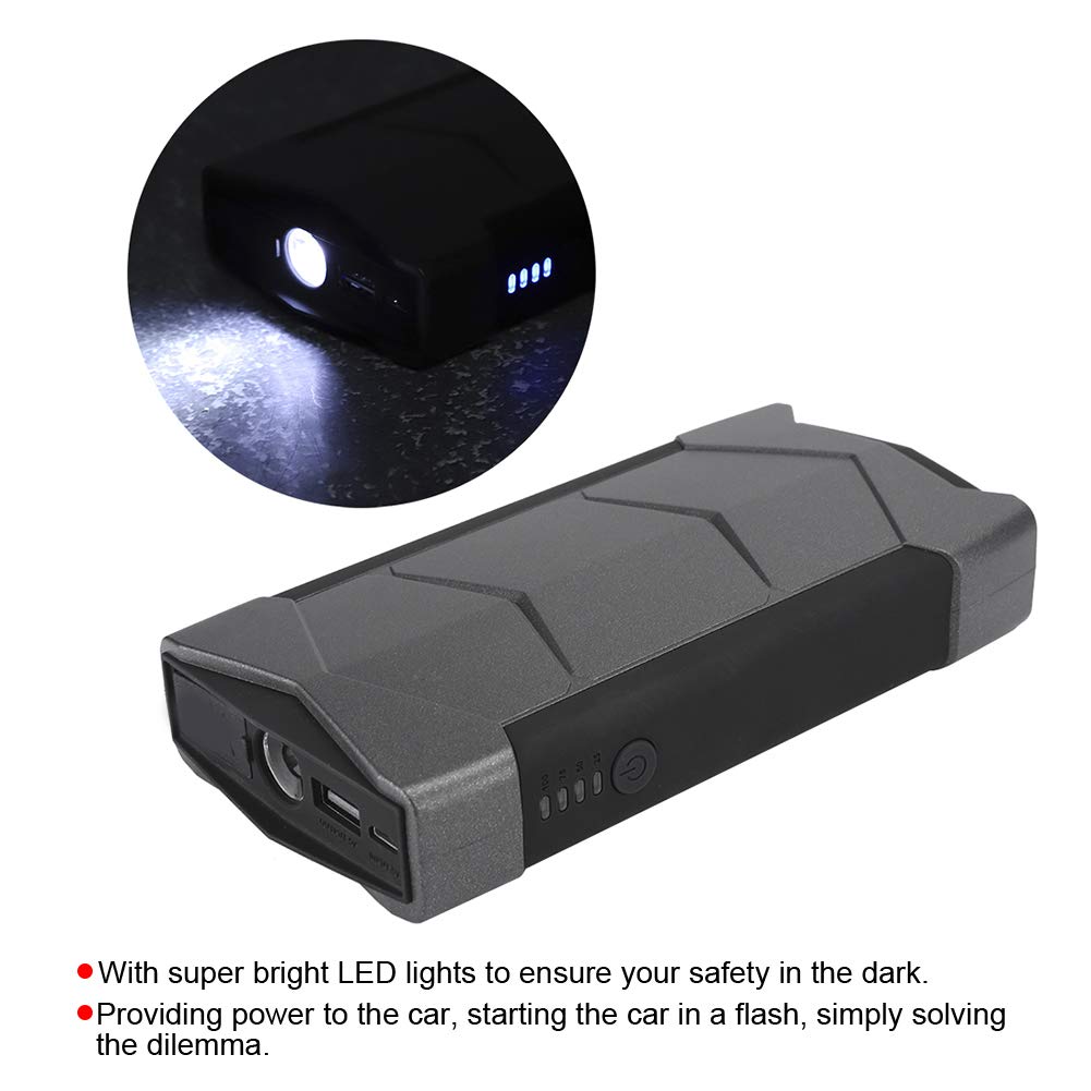 Arrancador de Batería de Coche Portátil, Cargador Negro de 12000mAh, Banco de Energía, Diseño Compacto, Kit de Emergencia, Impermeable, a Prueba de Polvo