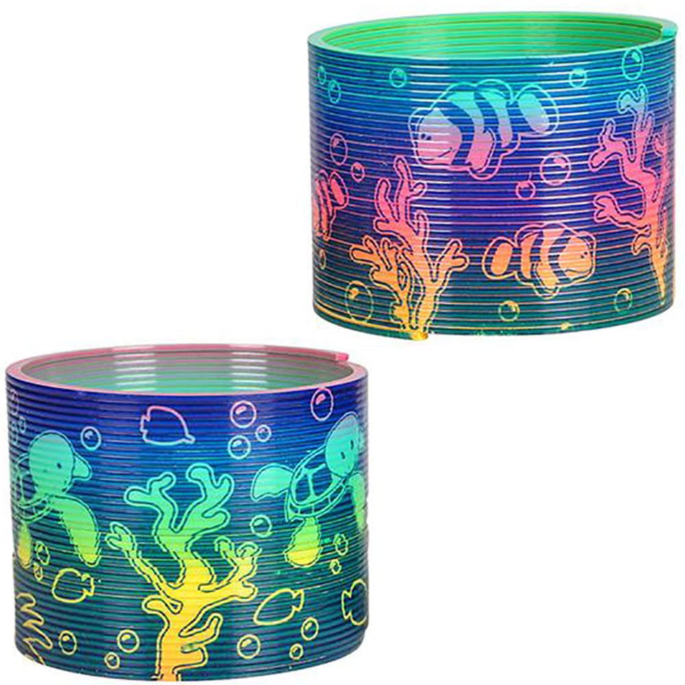 The Dreidel Company Aquatic Animal Print Coil Spring, Aquatic Print Coil Magic Springy Toy for Kids, Party Favor, Birthday Parties, Carnival Prizes, Goody Bag Filler, 3