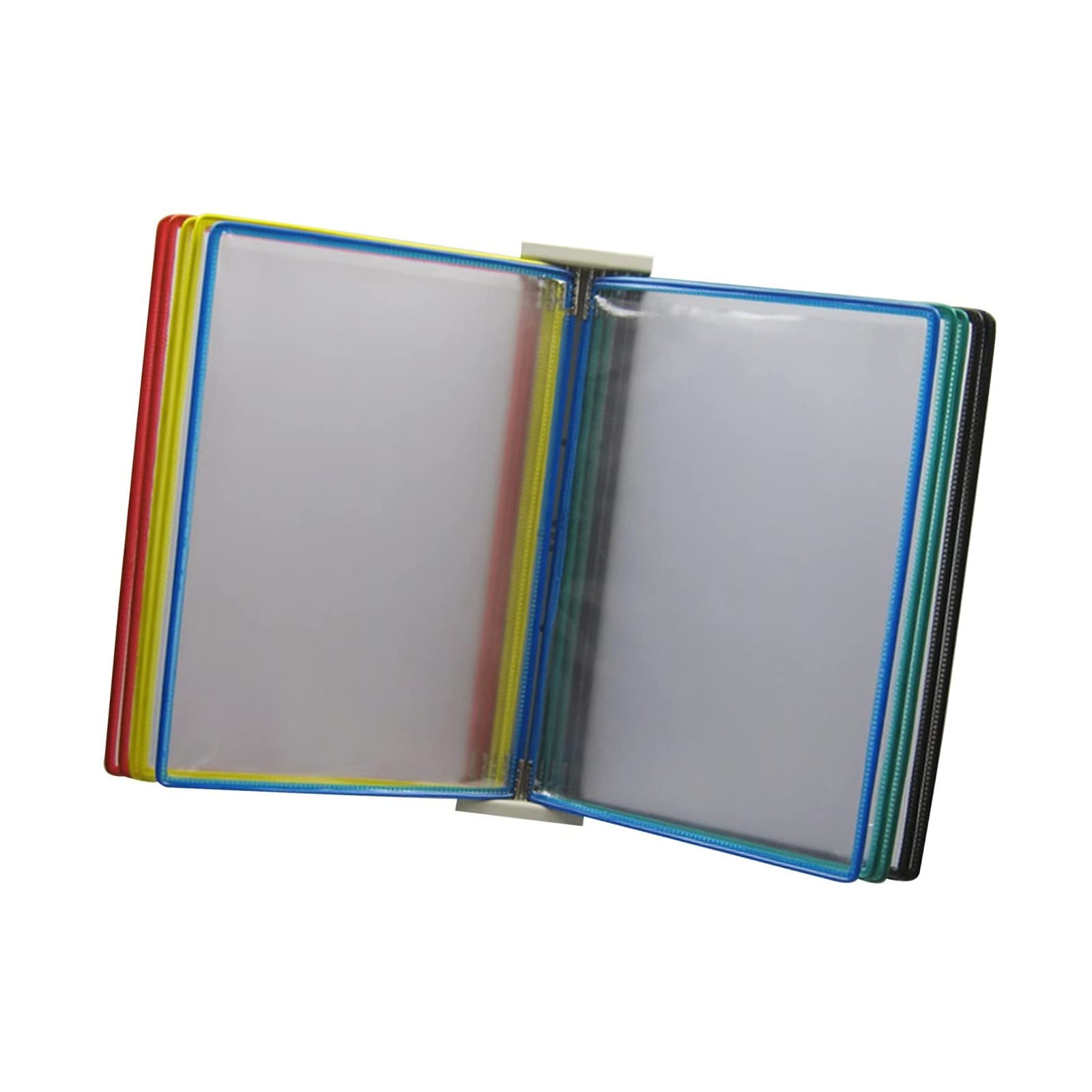 IUokLU Wall Mount Reference and Display System, 10 Double-Sided Panels Folder Wall-Mounted File Holder, Poster Flip Book Display, Wall Mounted Reference System,Folders (Multi Coloured)