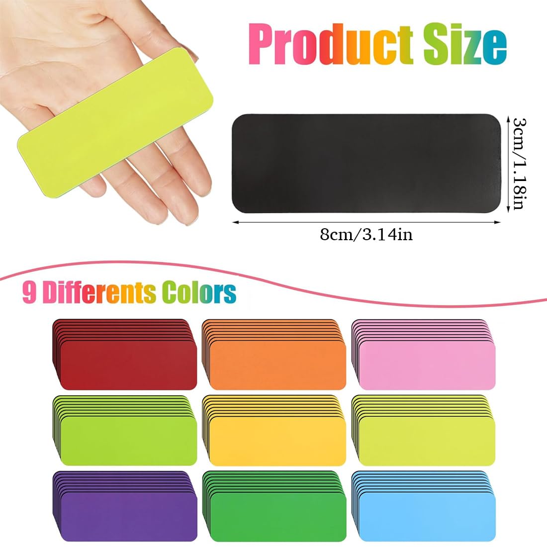 72 Strisce Magnetiche Scrivibili 6x2cm - 9 Colori, Riutilizzabili, Per Lavagna E Frigorifero - Foto 4