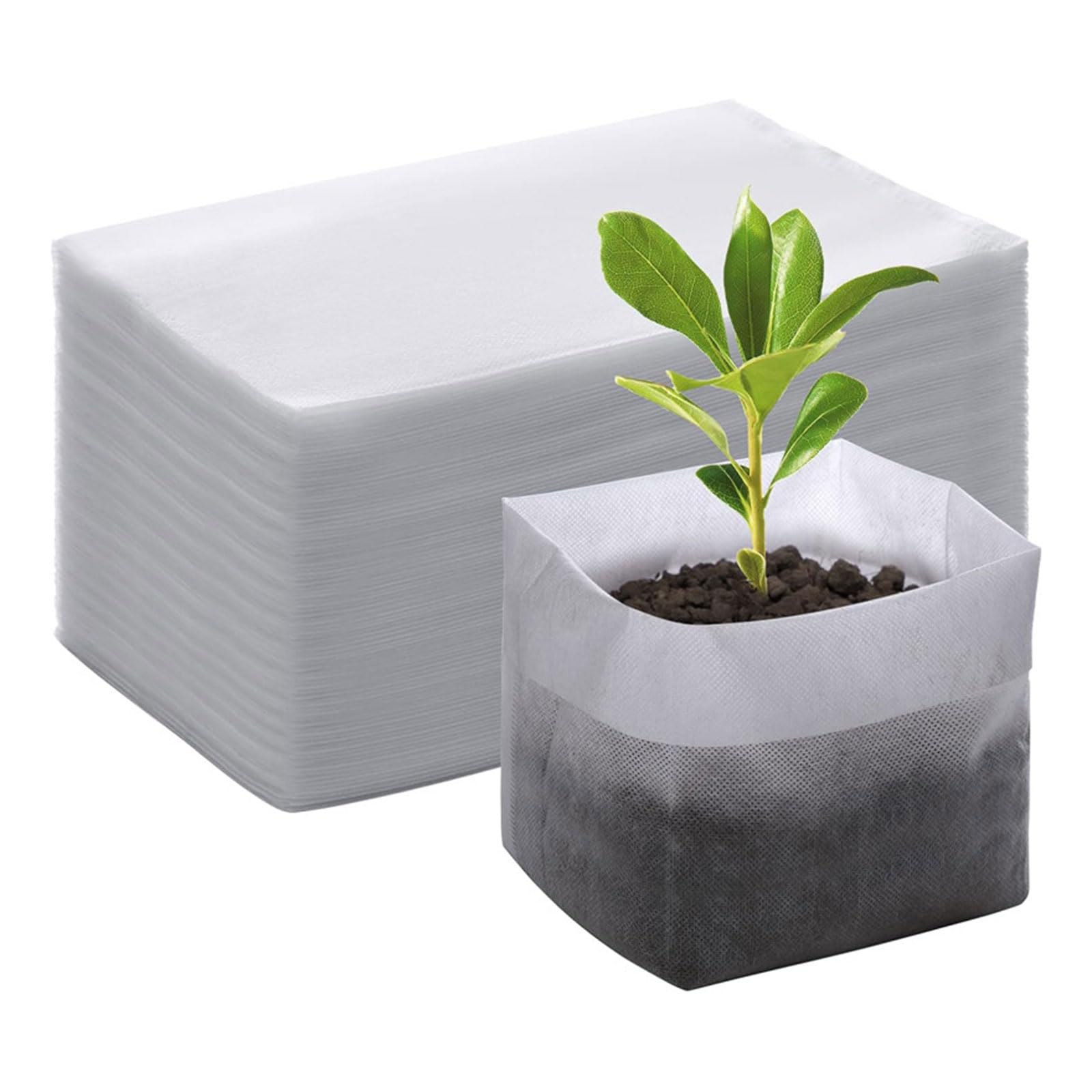 XANHOY Biodegradables Nursery Bag Germination Seeding Bags Garden Planting Growing Planter Pots Indoor Fabric Grow Bags 100pcs Gardening Supplies