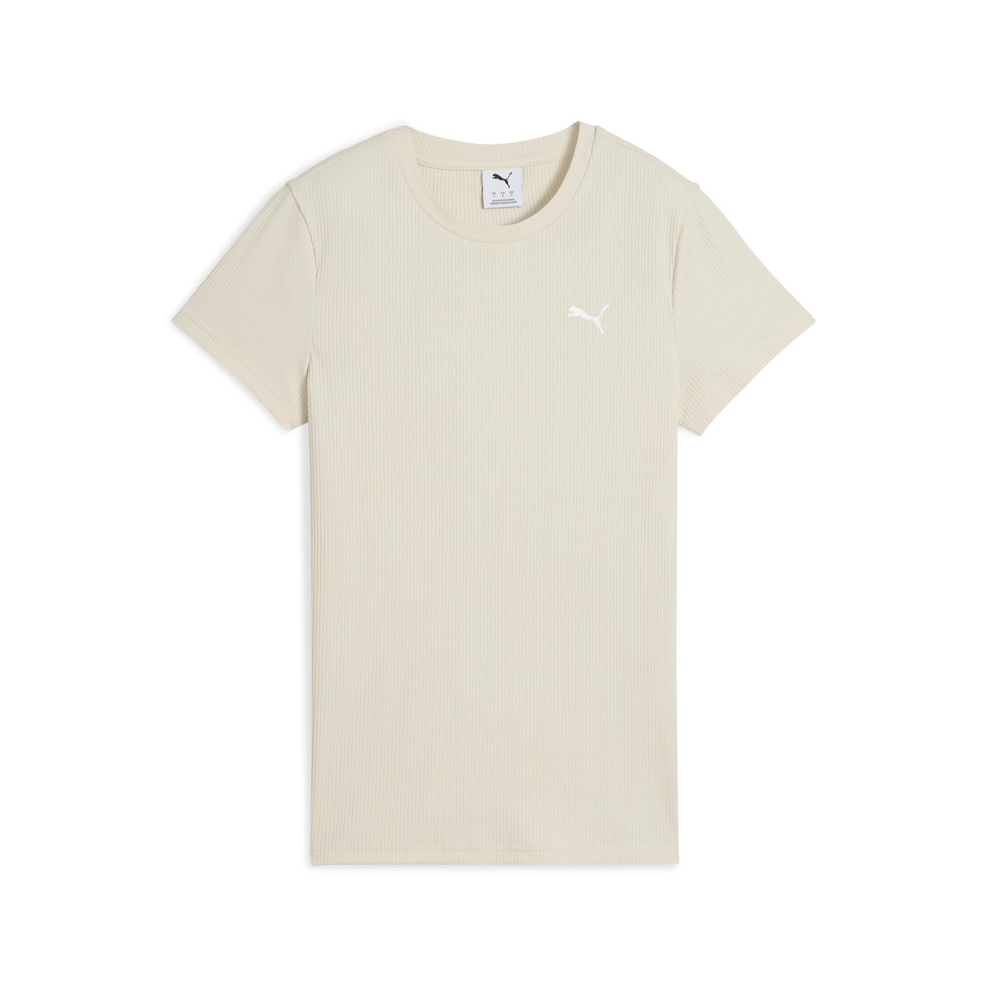 PUMA Unisex ESS Elevated Rib Tee T-Shirts, Alpine Snow, S