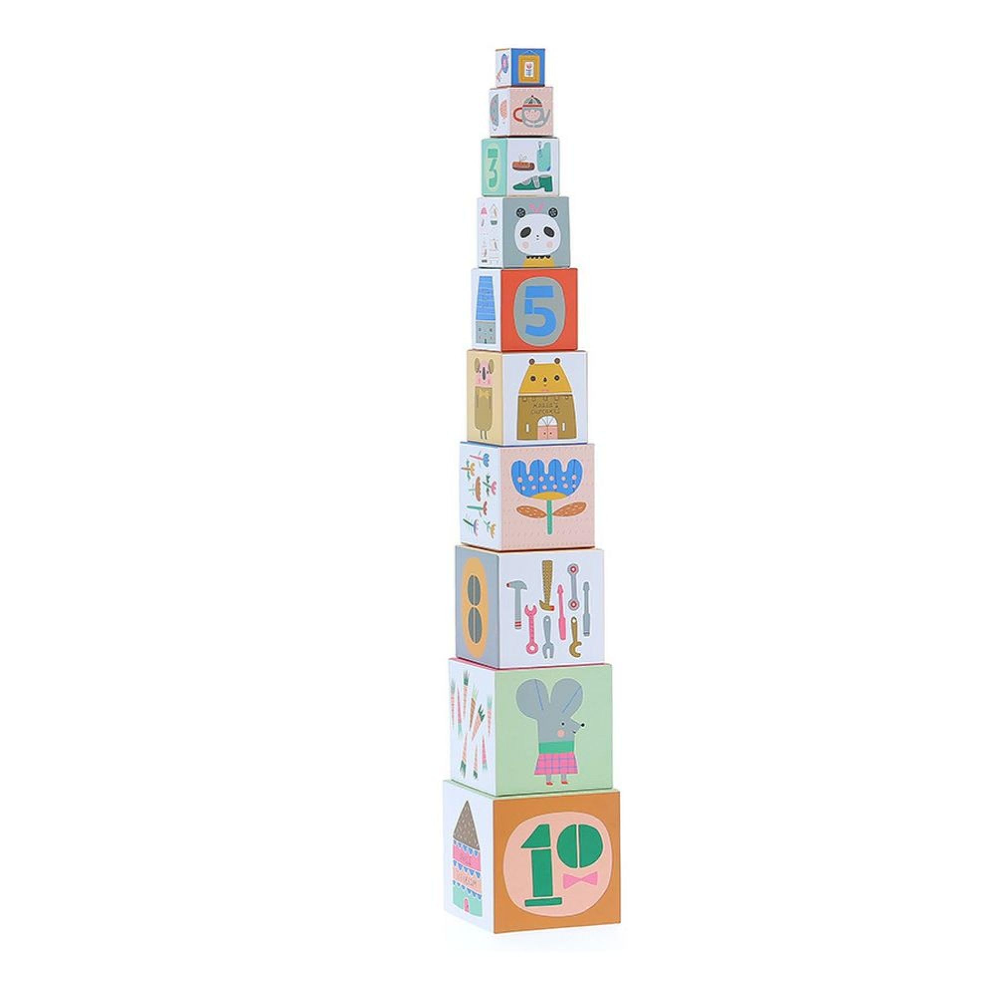 Vilac, Stacking Tower by Suzy Ultman, Montessori Toys, Educational Toddler Toys, Kid's Montessori, Motor Skills Development - Image 2