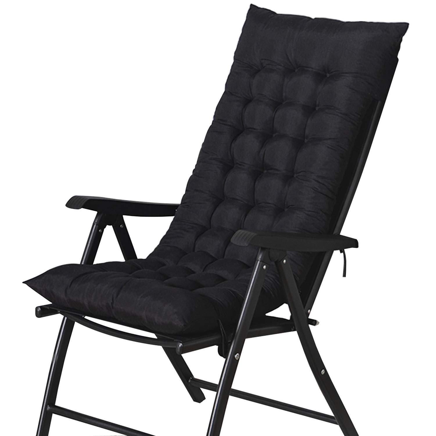 WZLL High Back Chair Cushion, Autumn And Winter Replacement Thick Cushion For Computer Chair, Office Chair, Folding Chairs, Patio Chair (Cushion Only) (Color : Black, Size : 120x48cm)