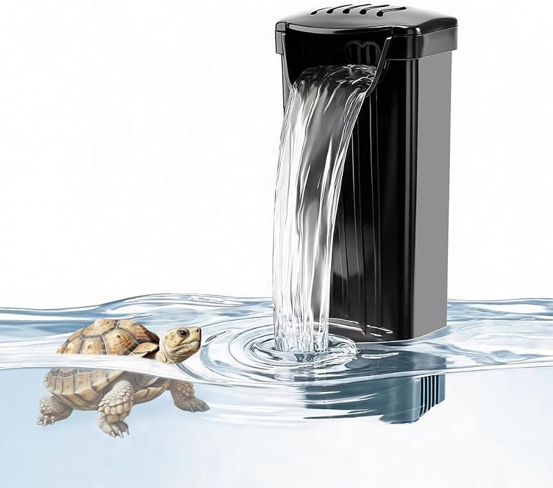 Aquarium Low-Water Filter Small Fish Tank Filter for Turtle Reptiles Amphibians Fish 1 to 15 Gallons Tank(Black)
