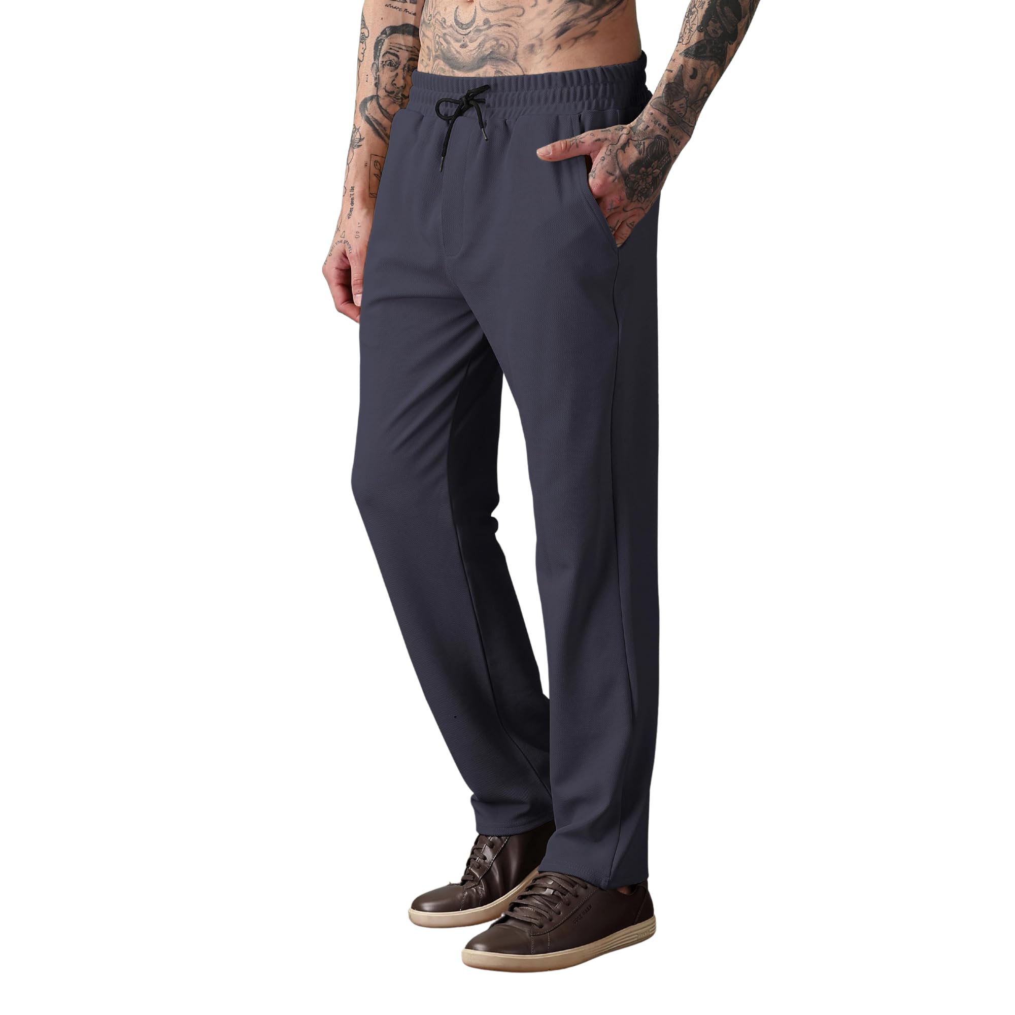 SWADESI STUFF Men Mid-Rise Straight Fit Track Pants for Men | Stretchable Gym Wear Joggers | Casual Sports Track Pant with Pockets & Drawstring