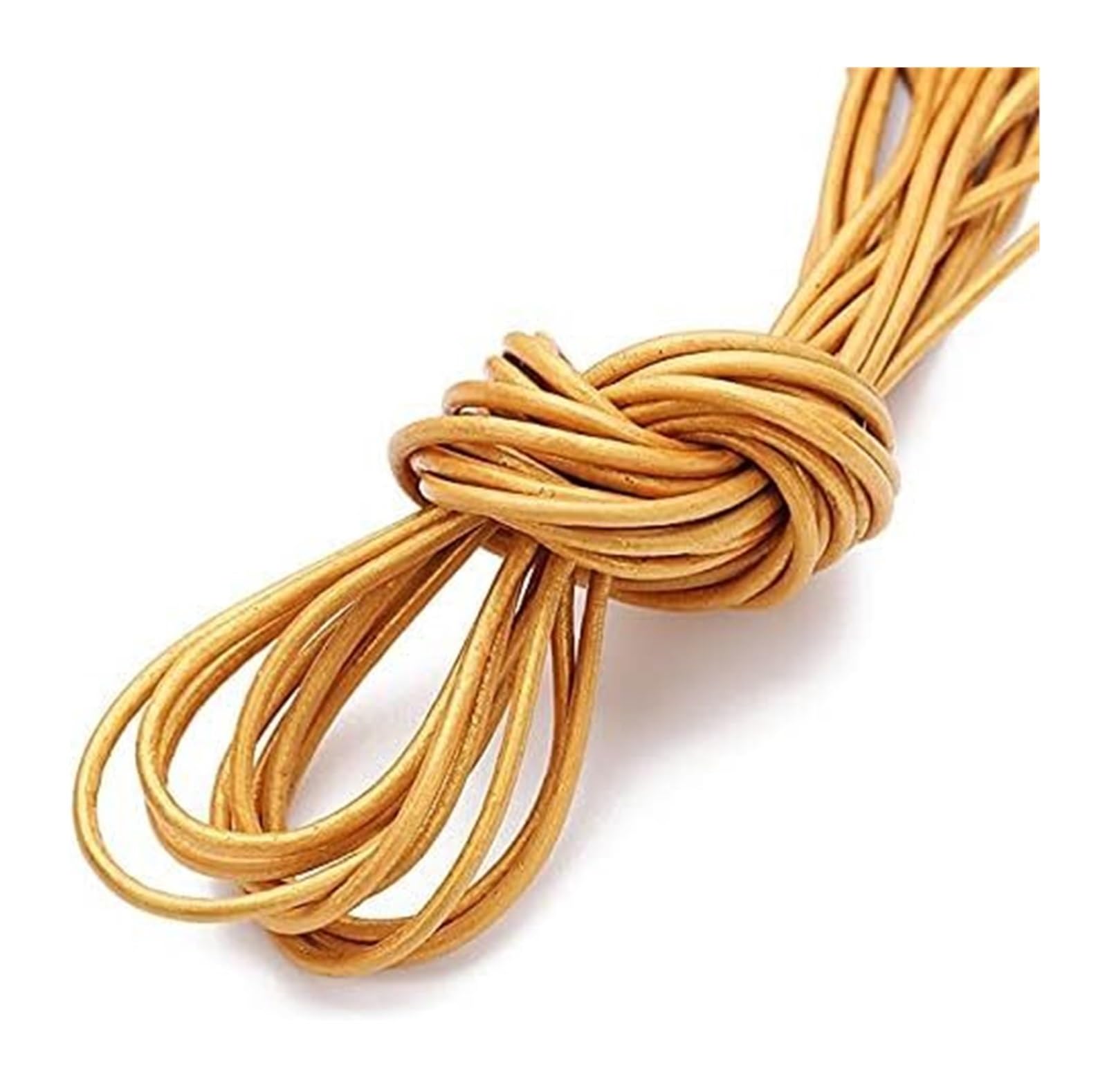 Genuine Round Leather String Cord, Cowhide Leather Cord, Multicolor, 1-3mm, 10 Meters(Gold,1.5mm)