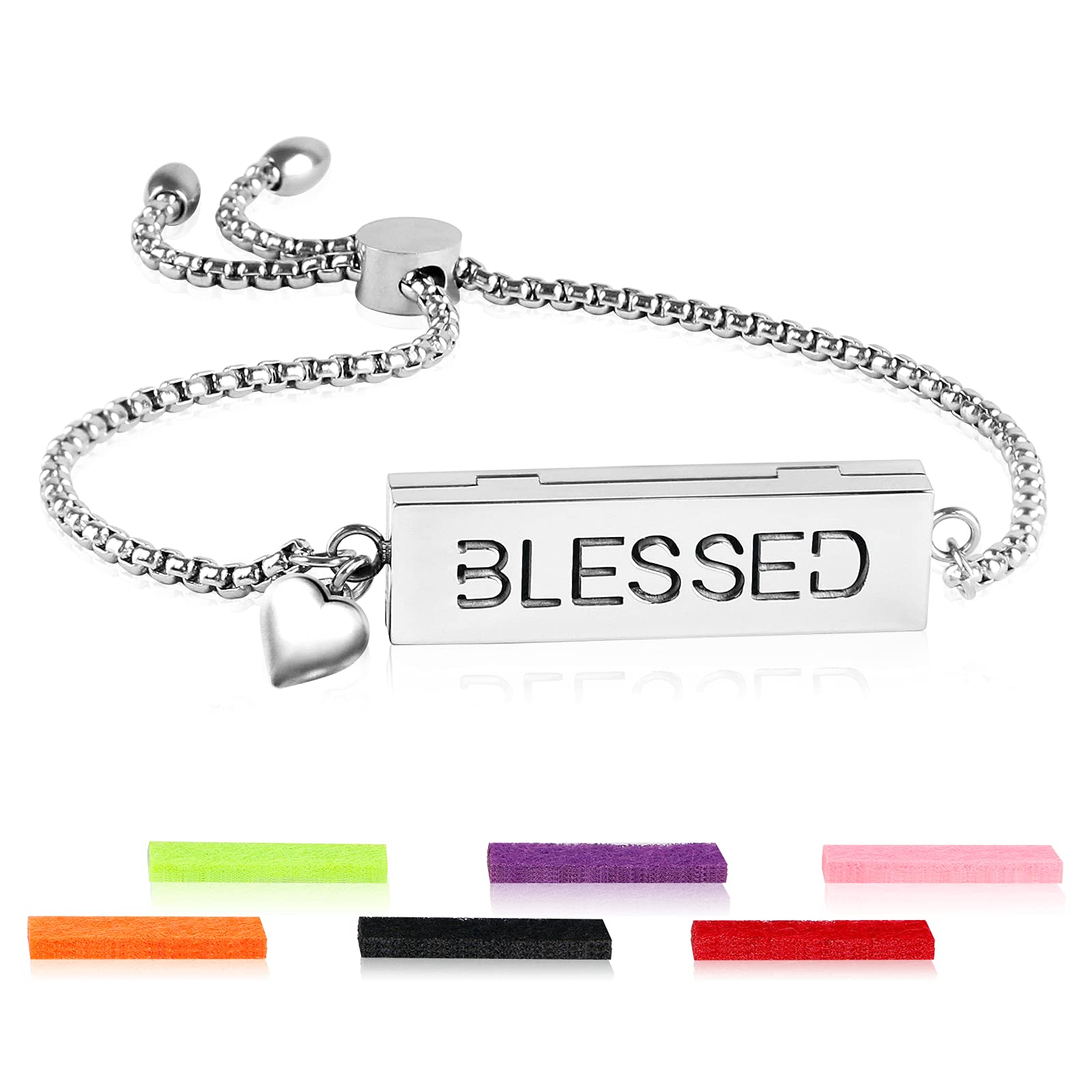 ttstar Essential Oil Diffuser Bracelet - Adjustable Slide Healing Bracelet with 316L Stainless Steel Locket Aromatherapy Bracelet Gift Mother's Day for Mom Women