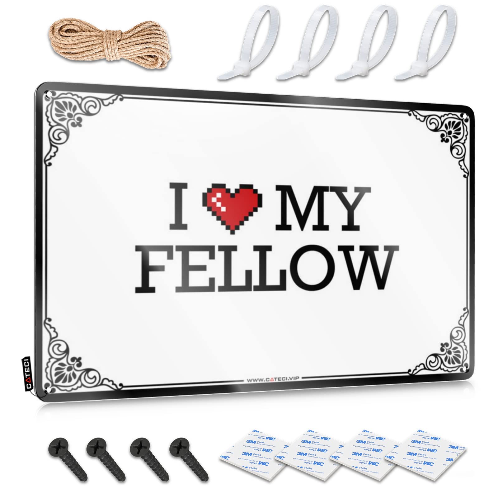 I Love My Fellow Hippie Decor | Funny Patio Decor Vintage Style Designer Outdoor Decoration Easy Hang(20X30CM)