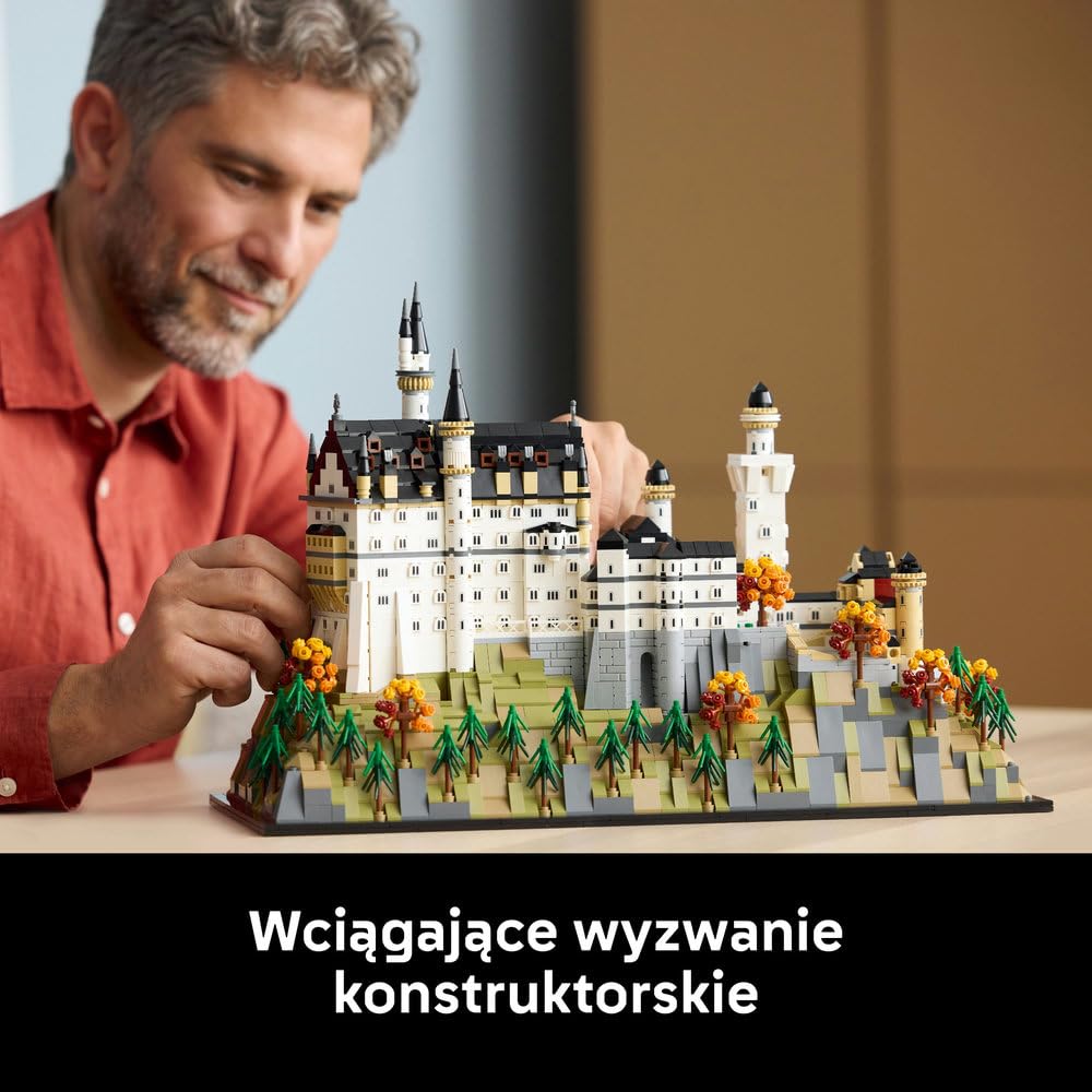 LEGO Architecture Zamek Neuschwanstein 21063 | Model architektoniczny, dekoracja do domu, prezent dla fana architektury, duży zestaw klocków konstrukcyjnych, 3455 elementów