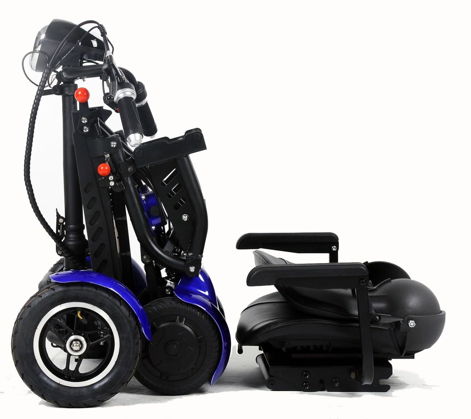 Sillas Ruedas Scooter 4 Ruedas, Scooter Movilidad Plegable con Batería Litio, Cesta Almacenamiento Delantera, Faro LED, Carga Máxima 120 Kg, Escalada Máxima: 15 ° C