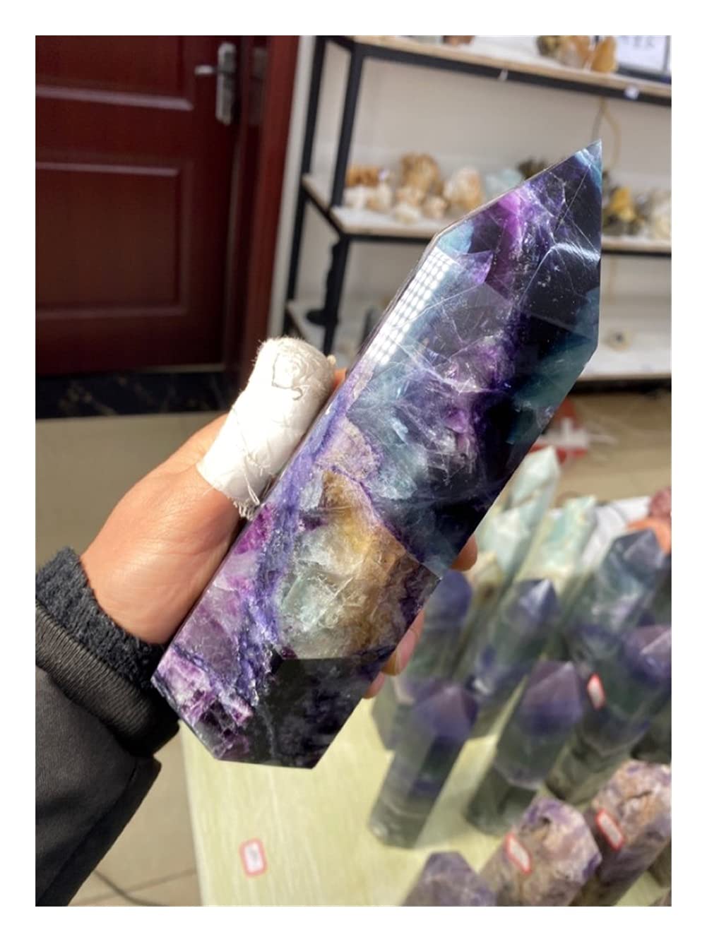 Zdrowie i gospodarstwo domowe naturalny kolor fluoryt kryształowa wieża naturalna kryształowa różdżka (rozmiar: 1300-1500 g)