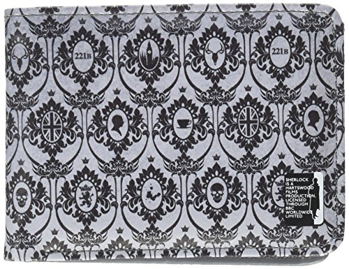 Se7en20 Sherlock Holmes Men's Bi-Fold Wallet: 221B Wallpaper (Grey)