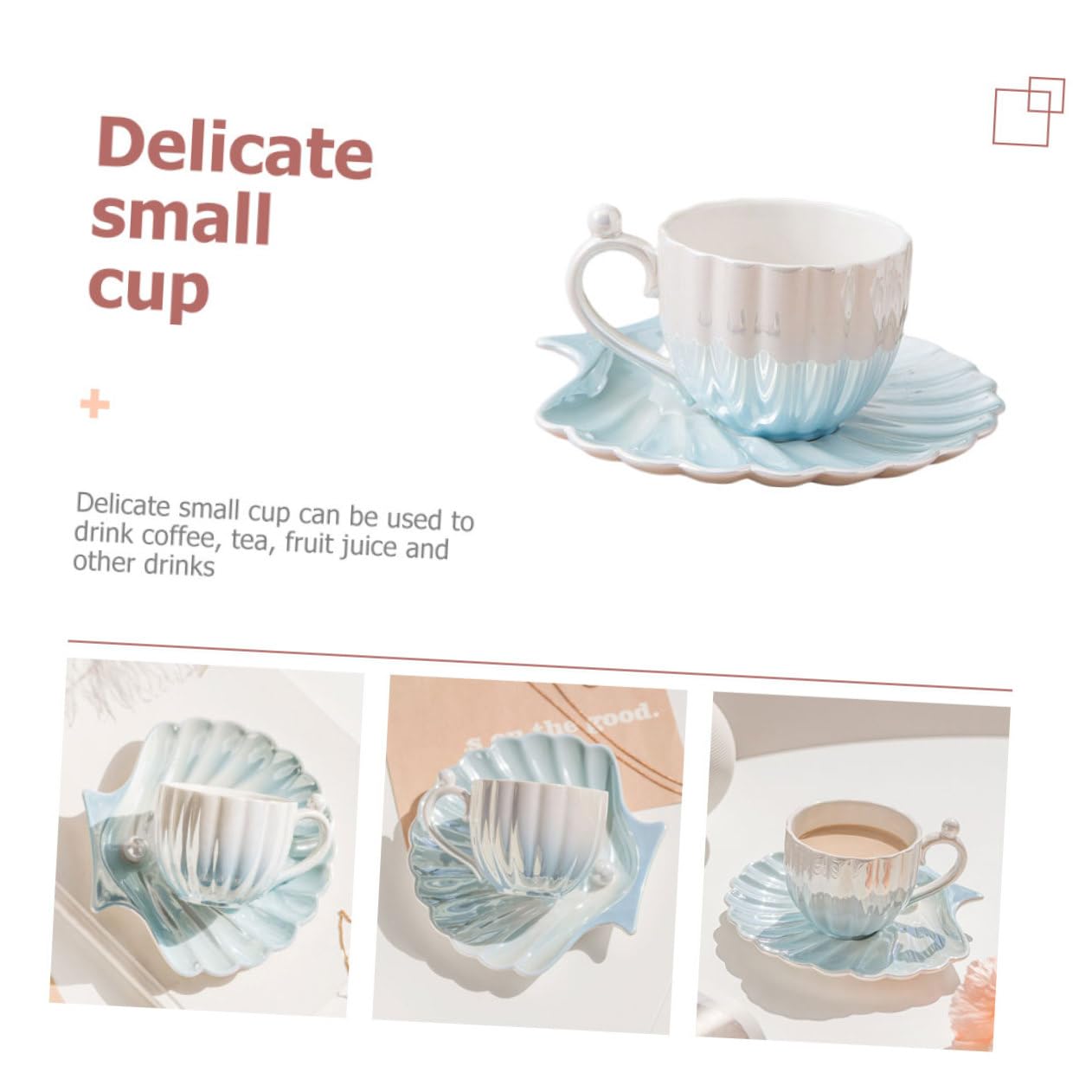 Set Tazzine da Caffè in Porcellana 300 Ml Piattino, Tazza da Tè per Casa, Design Raffinato, Set 1 Pezzo
