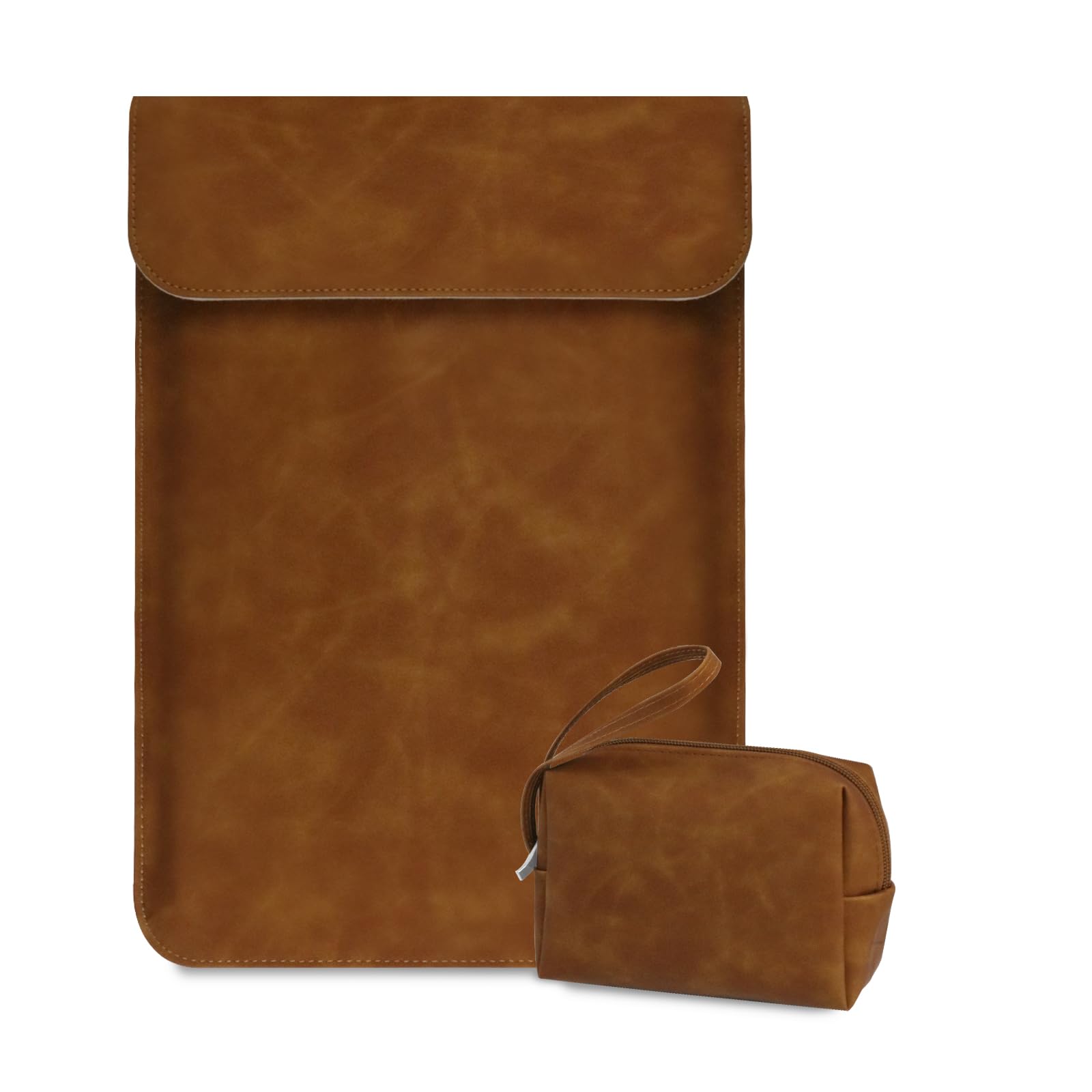 MaEiol 15-16 Zoll Laptoptasche Hülle, Laptop Sleeve Laptophülle mit Zubehör Tasche, PU Leder Ultradünn Laptop Hülle PC Computer Tasche für MacBook HP Dell Lenovo Acer Surface ASUS, Braun